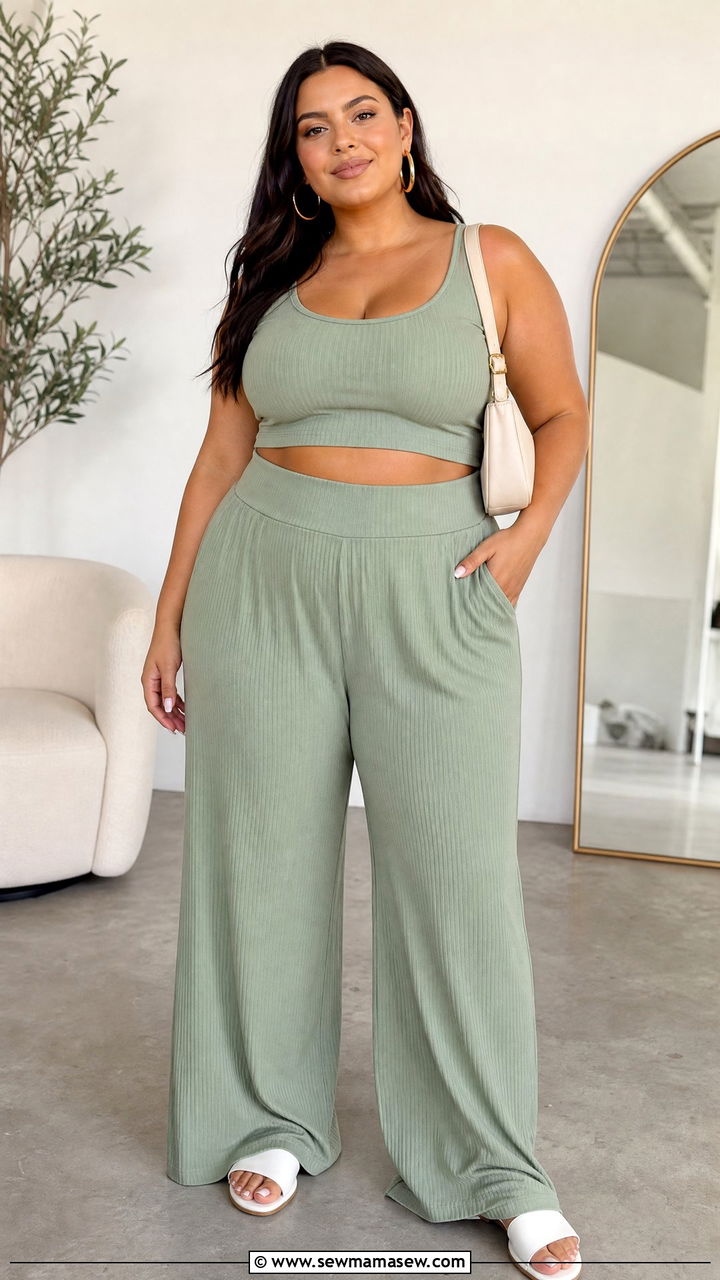 Plus Size Crop Top With Matching Set - 20 plus size flattering crop top outfit ideas