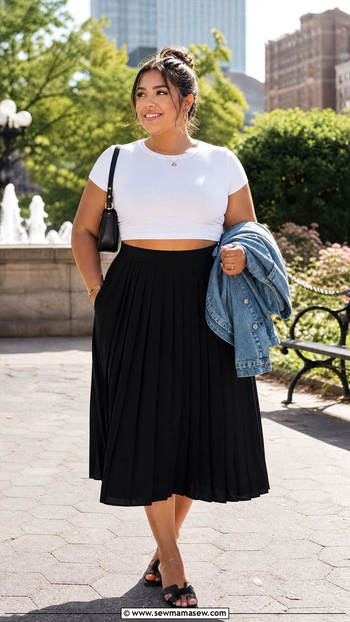 Plus Size Crop Top With Midi Skirt - 20 plus size crop top outfit ideas