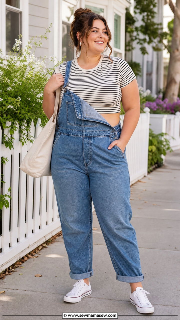 Plus Size Crop Top With Overalls - 20 plus size crop top outfits