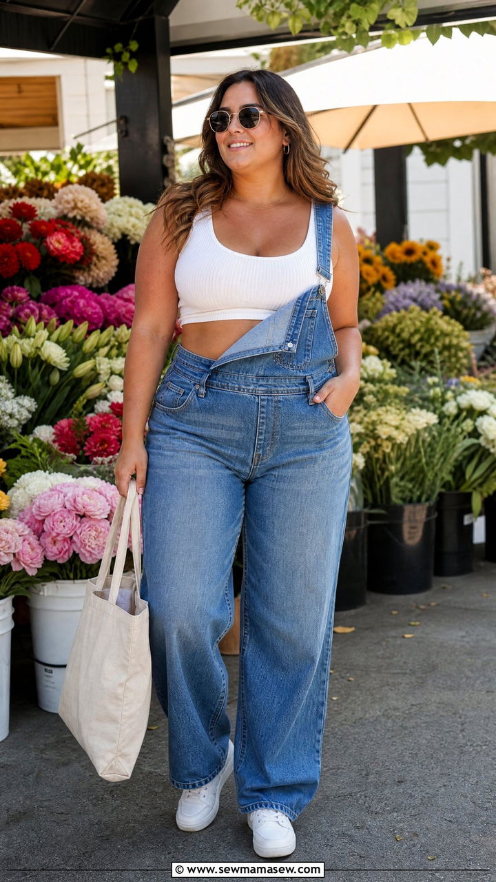 Plus Size Crop Top With Overalls - 20 plus size crop top outfit ideas