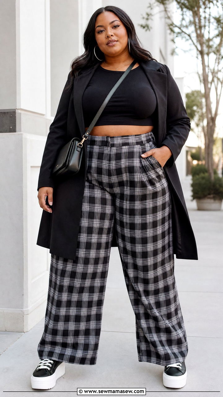 Plus Size Crop Top With Plaid Pants Outfit - 20 crop top with plaid pants outfit ideas