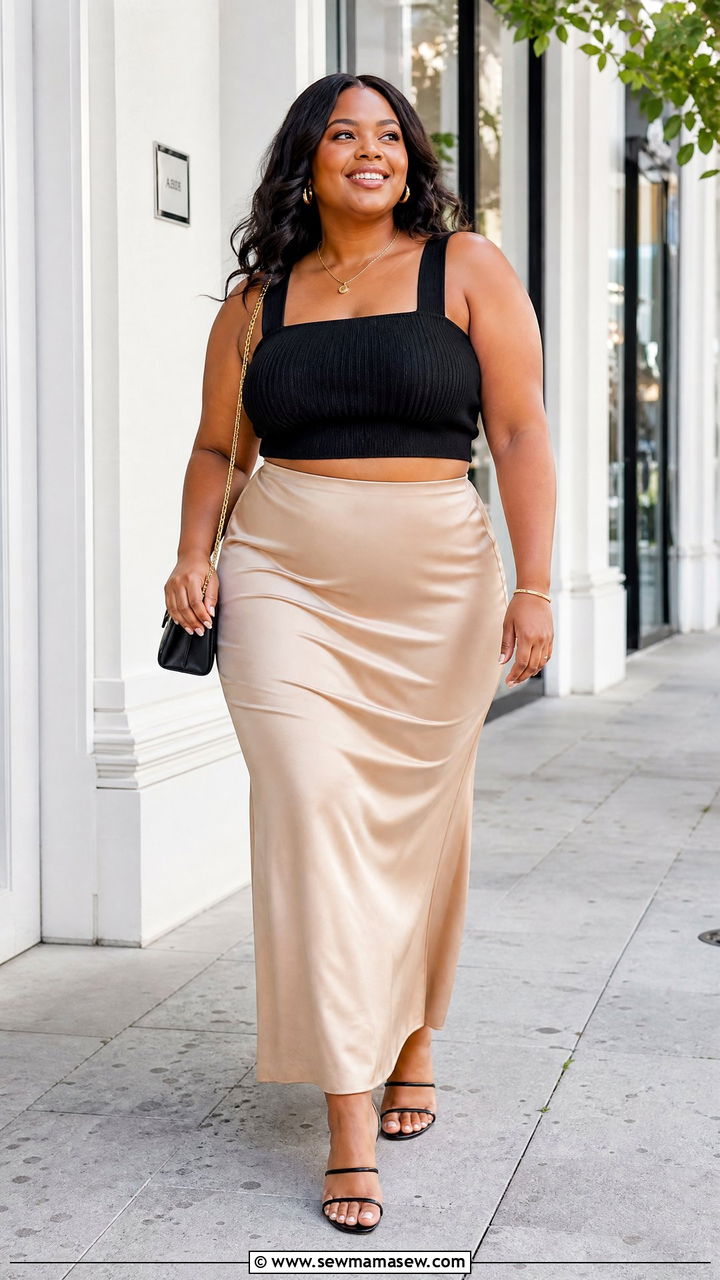 Plus Size Crop Top With Slip Skirt - 20 plus size crop top outfit ideas