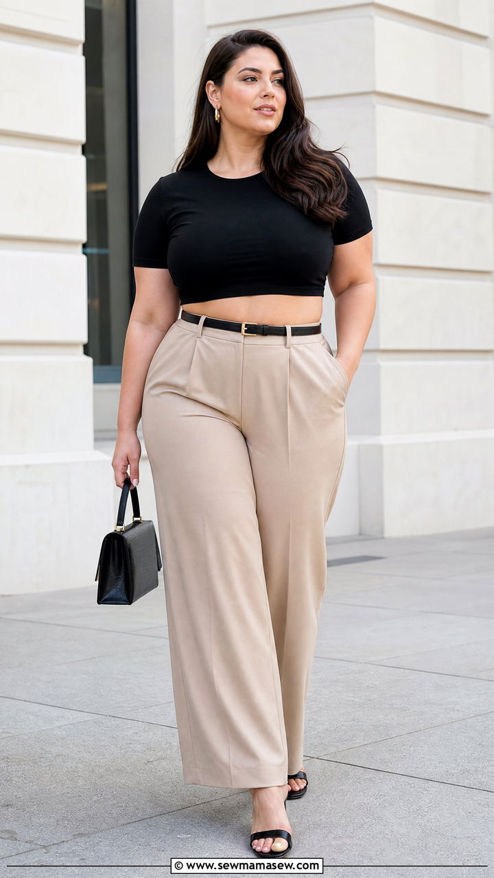 Plus Size Crop Top With Trousers - 20 plus size crop top outfit ideas