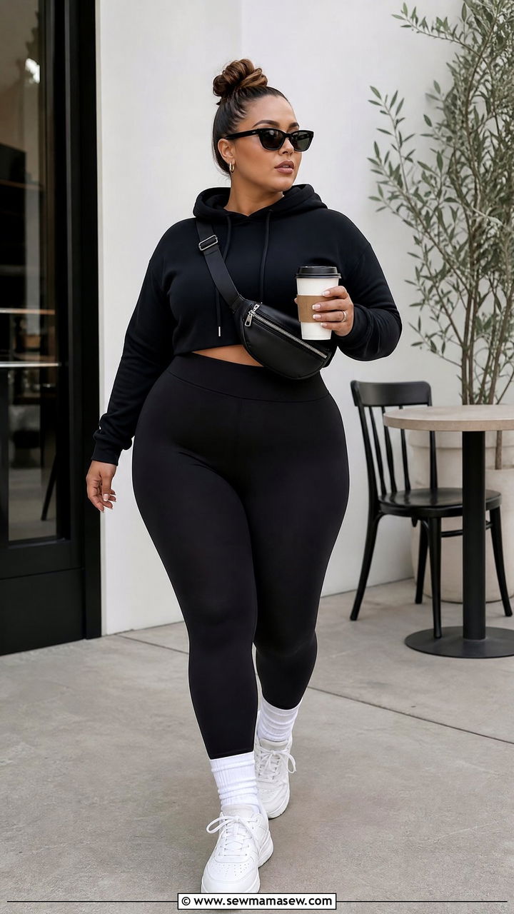Plus Size Cropped Hoodie With Leggings - 20 plus size cropped hoodie outfit ideas