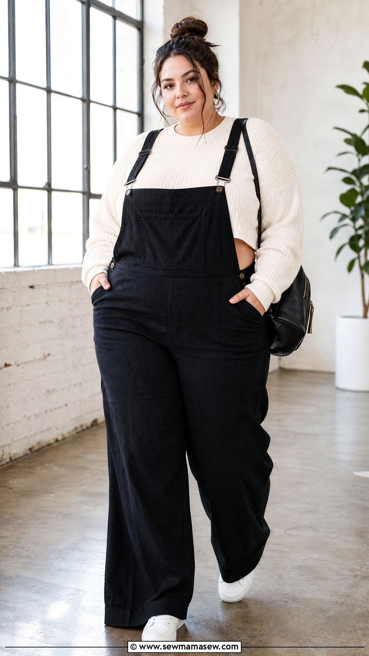 Plus Size Cropped Sweater With Overalls - 20 plus size cropped sweater outfit ideas