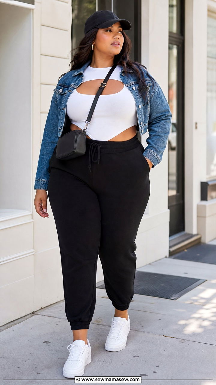 Plus Size Cut Out Top With Joggers - 20 plus size cut out top outfit ideas