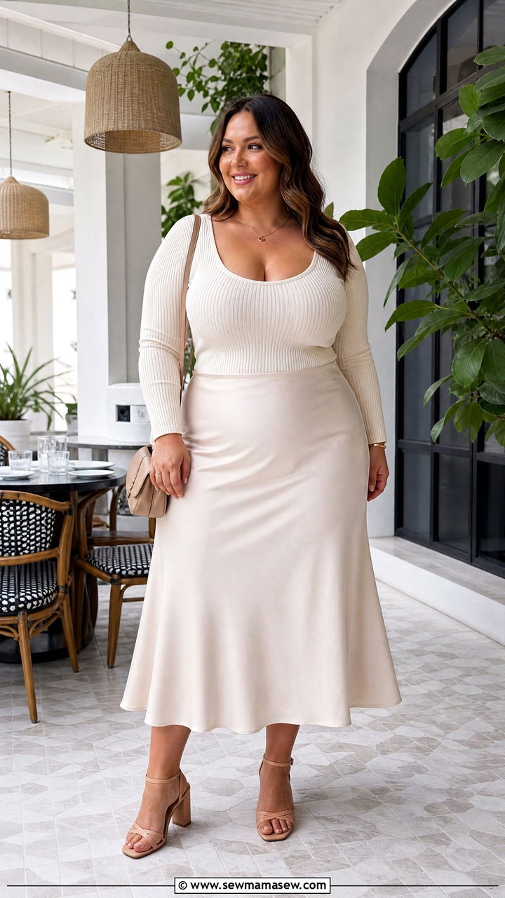 Plus Size Cut Out Top With Midi Skirt - 20 plus size cut out top outfit ideas