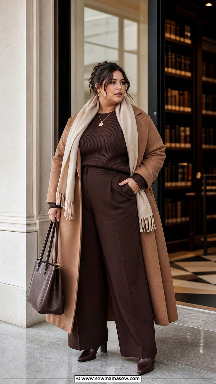 Plus Size Dark Academia Monochrome Brown Outfit - 20 plus size dark academia outfit ideas