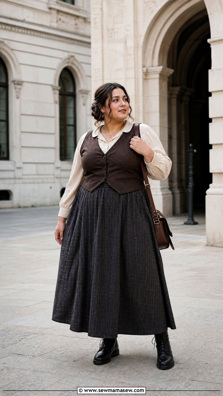 Plus Size Dark Academia Vest And Maxi Skirt Outfit - 20 plus size dark academia outfit ideas
