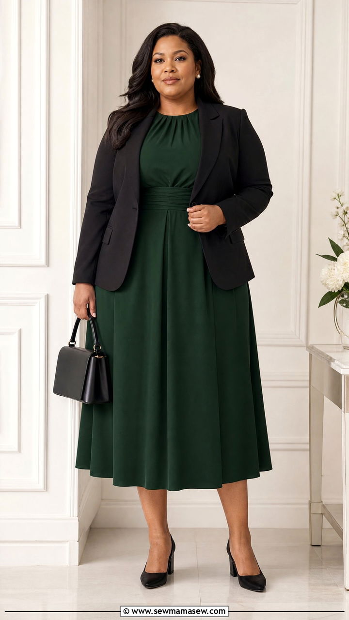 Plus Size Dark Green Dress Funeral Outfit - 20 plus size funeral outfit ideas