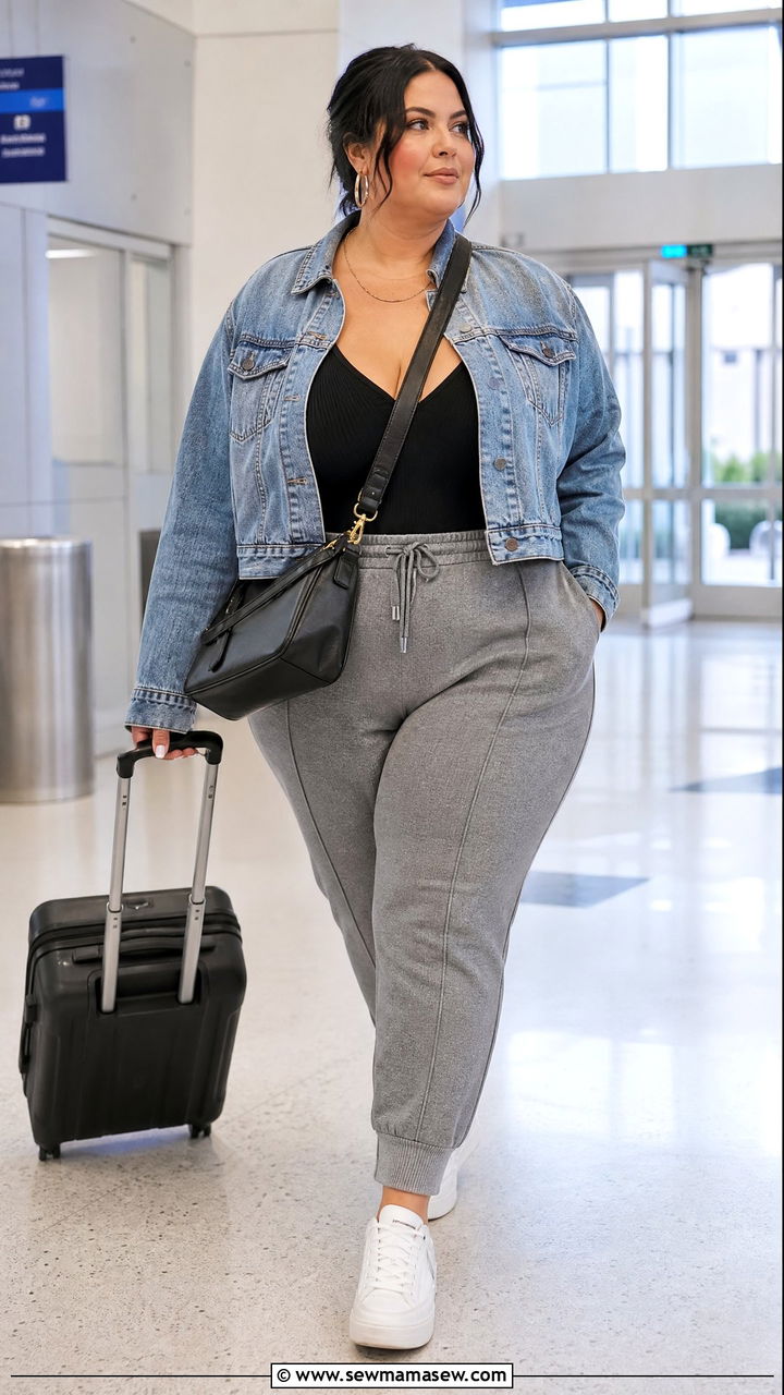 Plus Size Deep V Neck Top With Joggers - 20 plus size deep v neck top outfit ideas