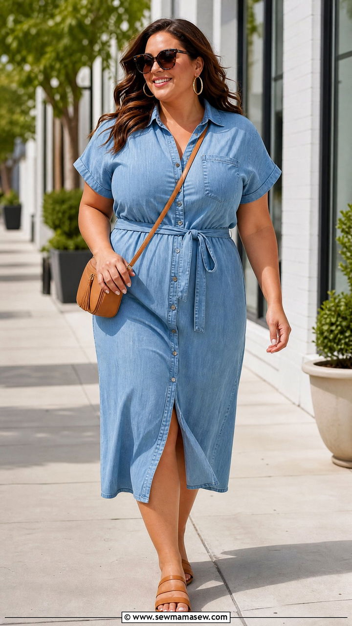 Plus Size Denim Dress Outfit - 20 plus size summer outfit ideas for curvy women