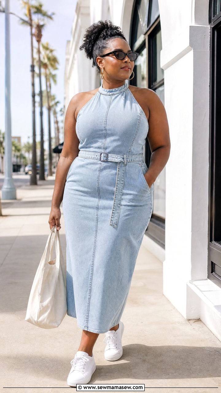 Plus Size Denim Halter Dress Outfit - 20 plus size halter dress outfit ideas