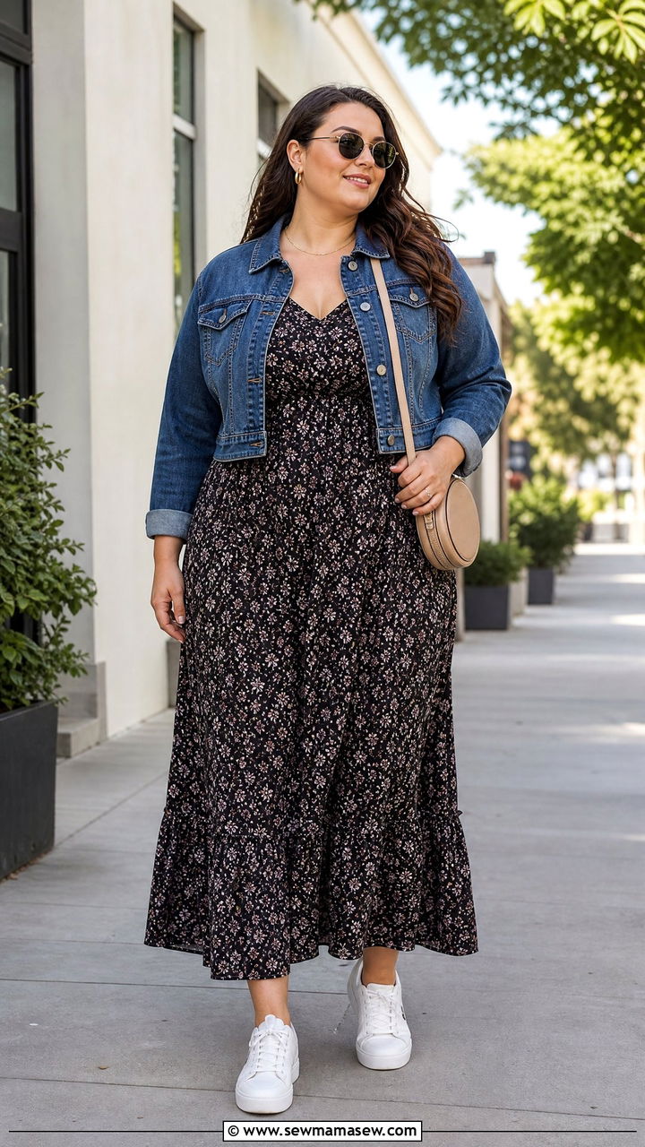 Plus Size Denim Jacket And Dress Outfit For Tall Women - 20 plus size outfits for tall women