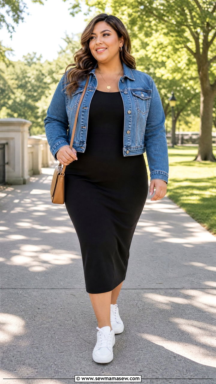 Plus Size Denim Jacket Dress Outfit - 20 plus size outfits for curvy women