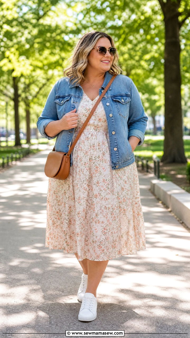 Plus Size Denim Jacket Dress Outfit - 20 plus size outfits for mature women