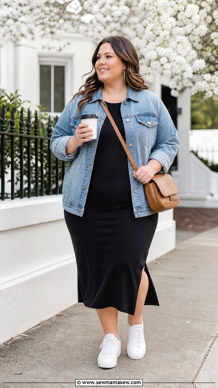 Plus Size Denim Jacket Dress Outfit - 20 plus size outfits for women in their 20s