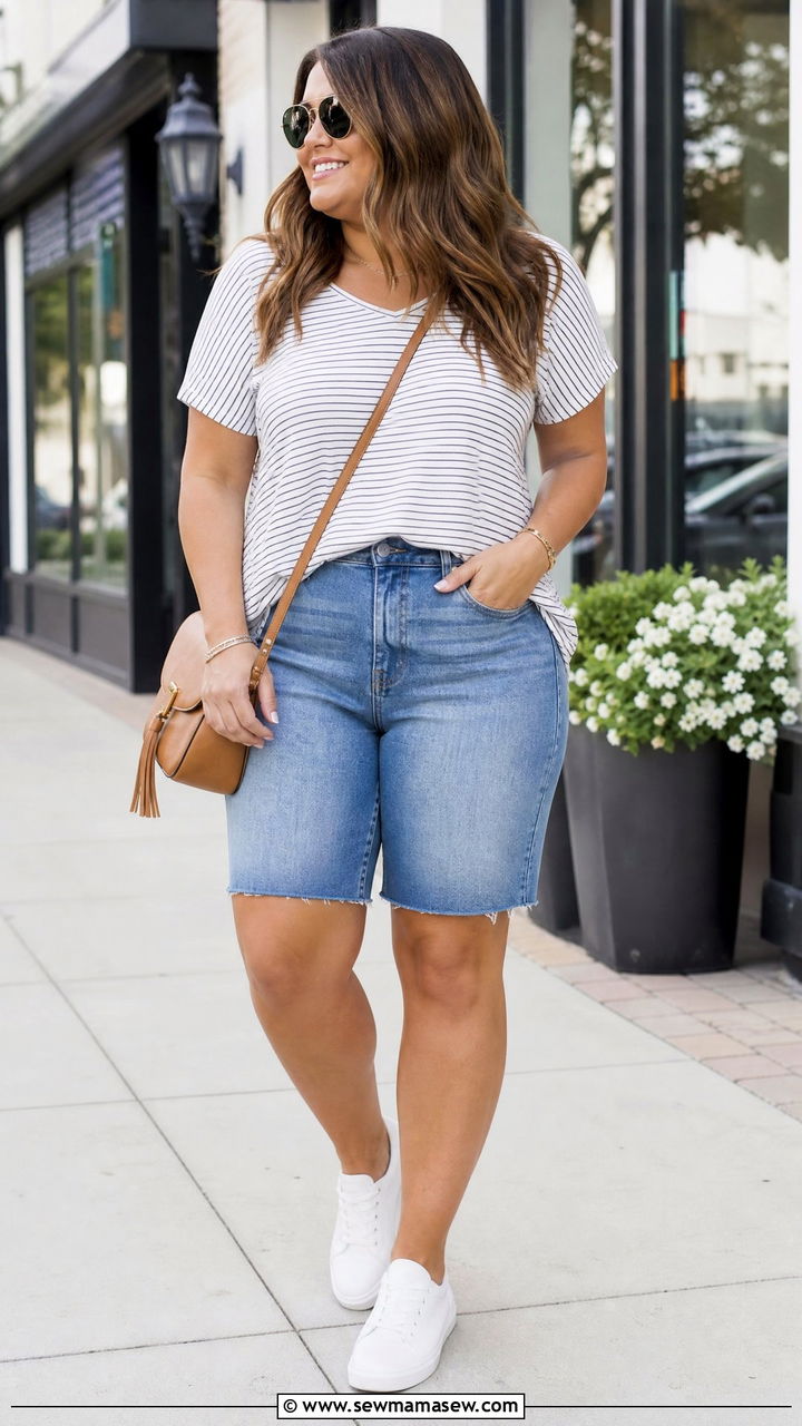 Plus Size Denim Shorts Outfit - 20 plus size casual summer outfit ideas