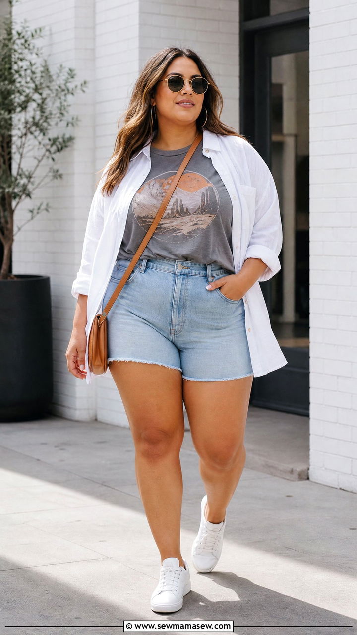Plus Size Denim Shorts Summer Outfit - 20 plus size summer outfit ideas aesthetic