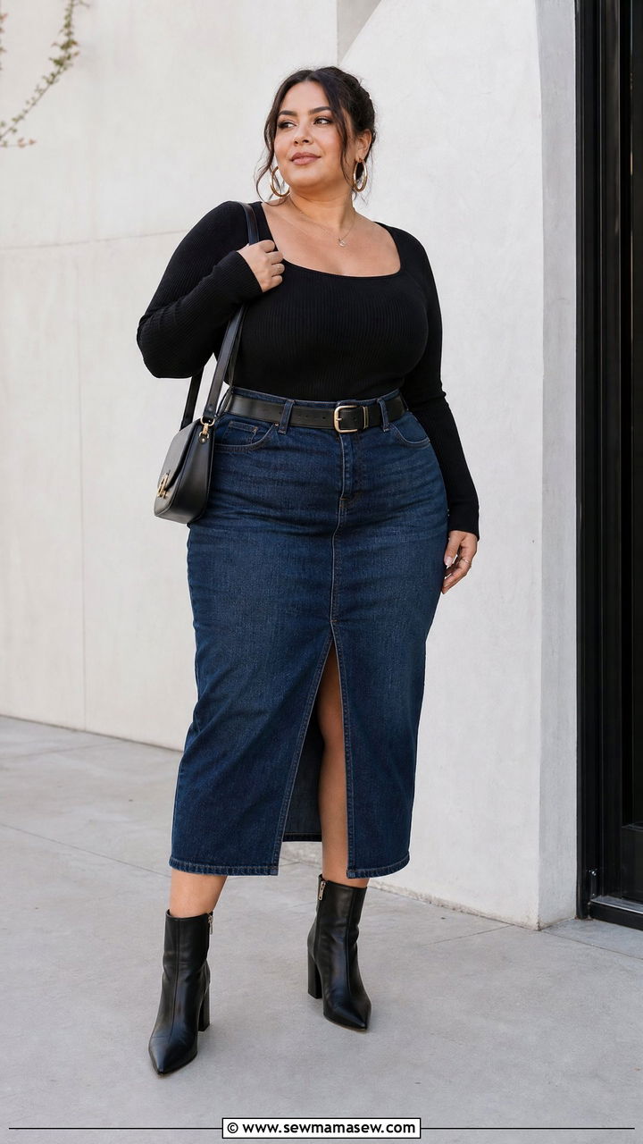 Plus Size Denim Skirt Outfit - 20 plus size date night outfit ideas