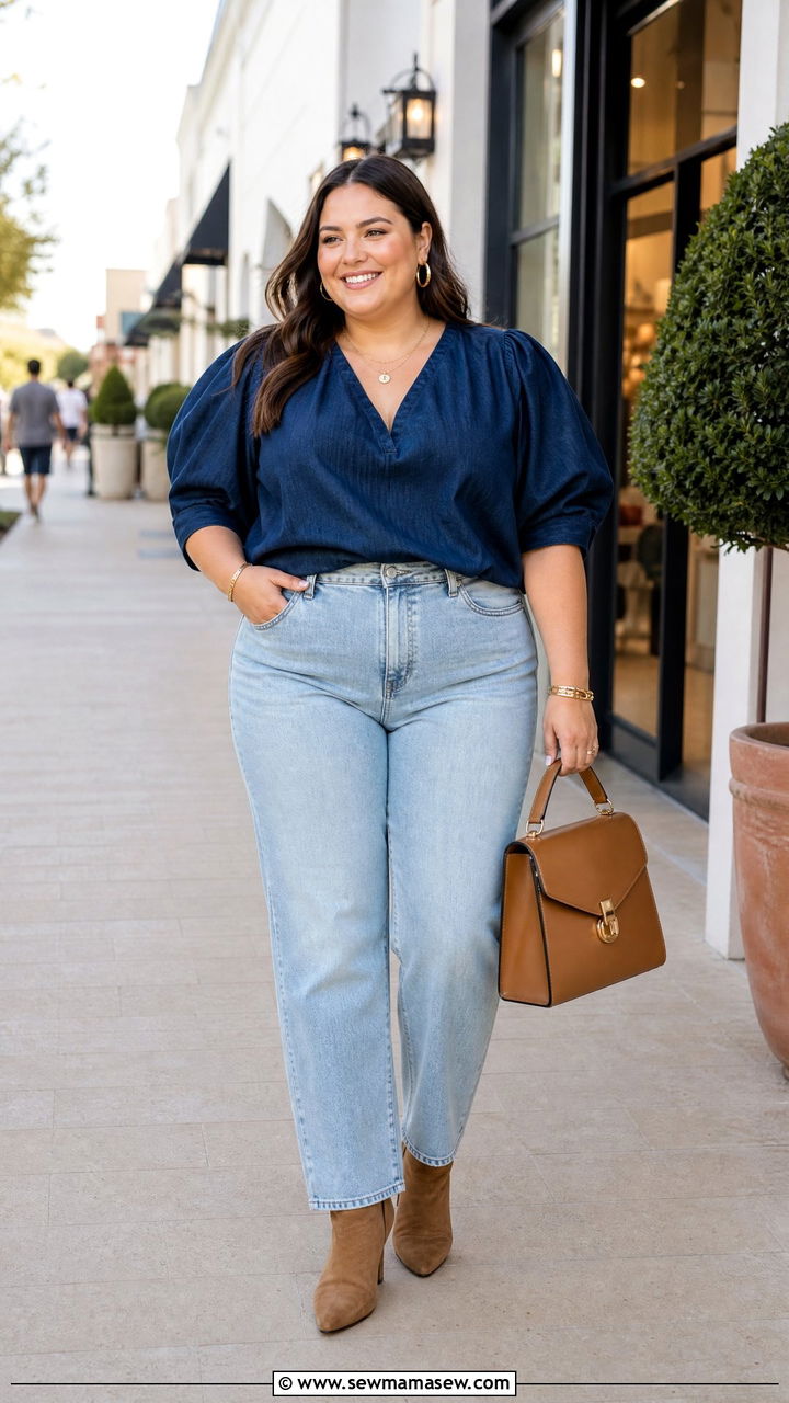Plus Size Denim Statement Top Outfit - 20 plus size statement top outfit ideas