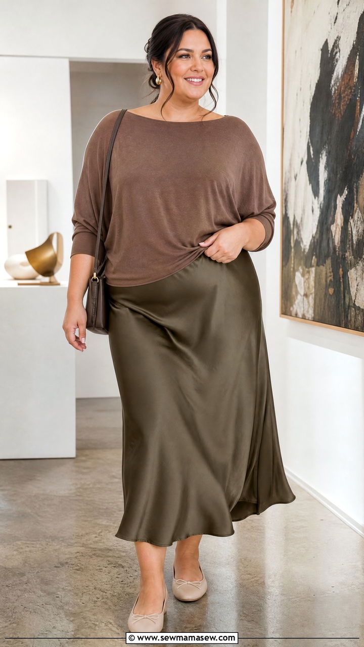 Plus Size Dolman Sleeve Top With Slip Skirt - 20 plus size dolman sleeve top outfit ideas