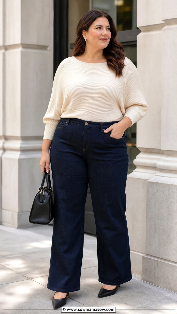 Plus Size Dolman Sleeve Top With Trouser Jeans - 20 plus size dolman sleeve top outfit ideas