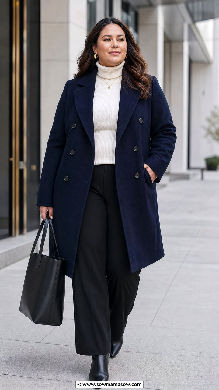 Plus Size Double Breasted Coat Outfit - 20 plus size winter coat outfit ideas