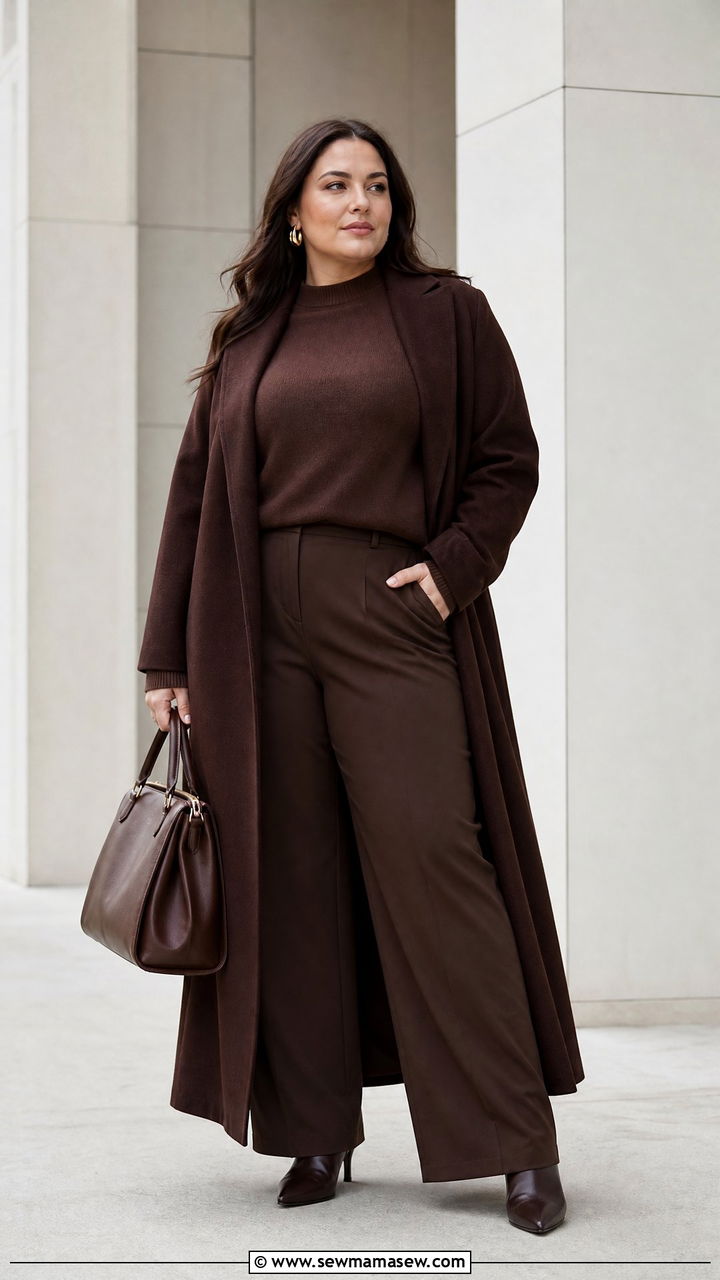 Plus Size Duster Coat With Monochrome Outfit - 20 plus size layered fall outfit ideas