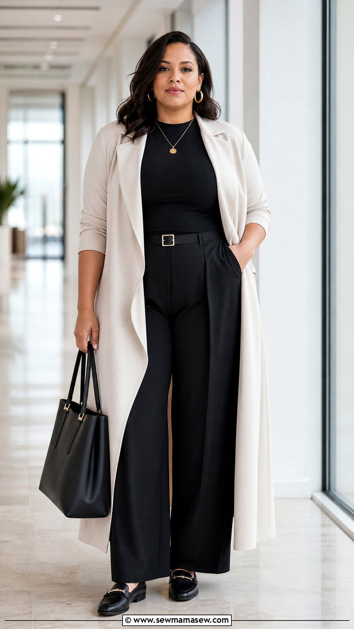 Plus Size Duster With Column Outfit - 20 plus size outfits for broad shoulders