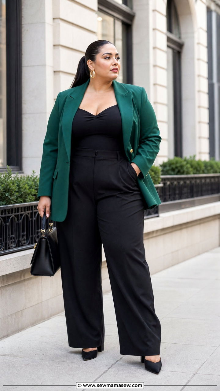 Plus Size Emerald Blazer Outfit - 20 plus size jewel tone outfit ideas
