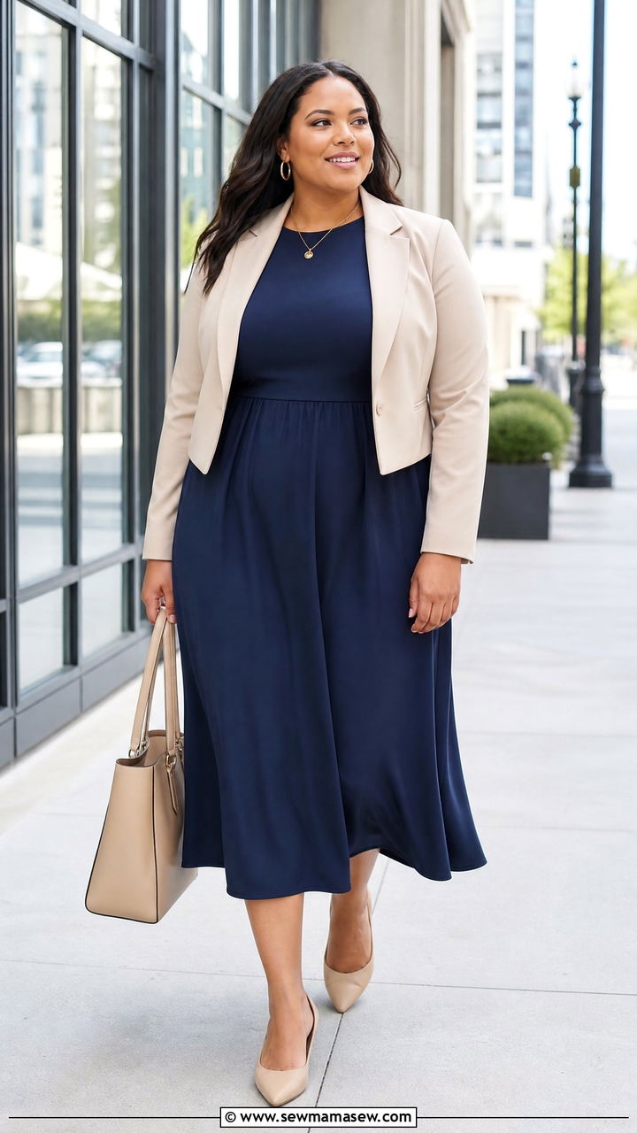 Plus Size Empire Waist Blazer Dress Outfit - 20 plus size empire waist dress outfit ideas