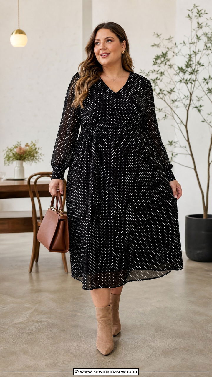 Plus Size Empire Waist Long Sleeve Dress Outfit - 20 plus size empire waist dress outfit ideas