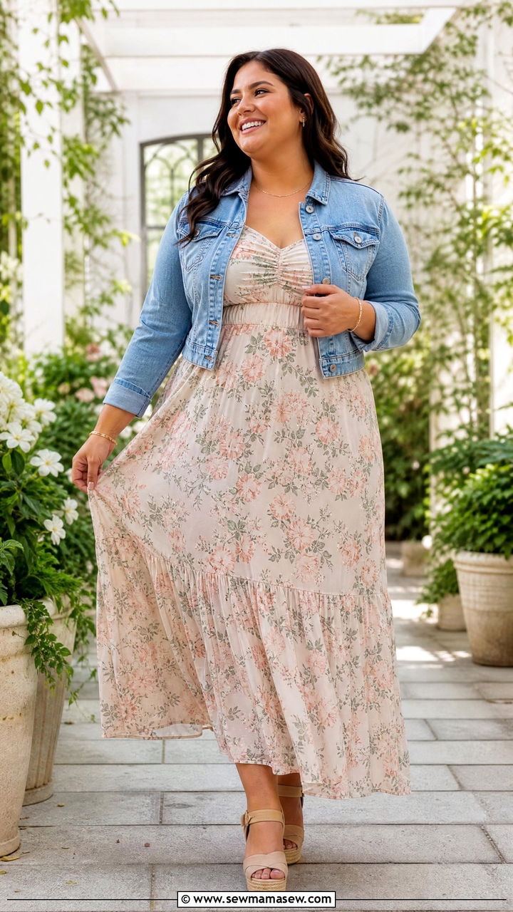 Plus Size Empire Waist Maxi Dress Outfit - 20 plus size outfits to hide tummy