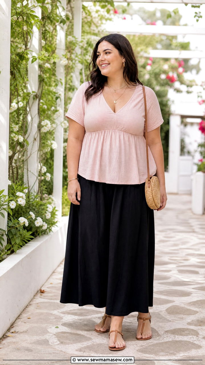Plus Size Empire Waist Top With A Maxi Skirt - 20 plus size empire waist top outfit ideas