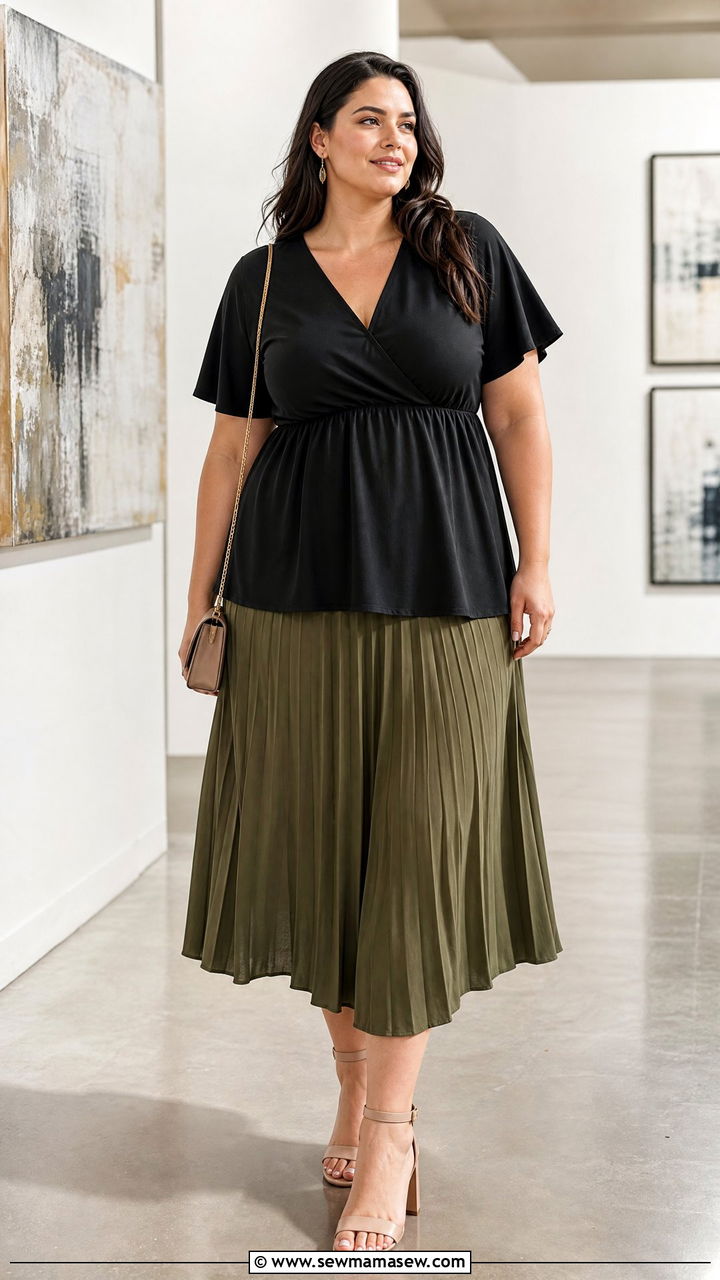 Plus Size Empire Waist Top With A Midi Skirt - 20 plus size empire waist top outfit ideas