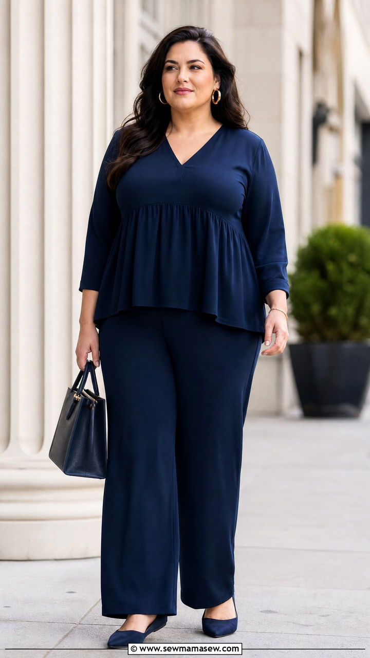 Plus Size Empire Waist Top With A Monochrome Outfit - 20 plus size empire waist top outfit ideas