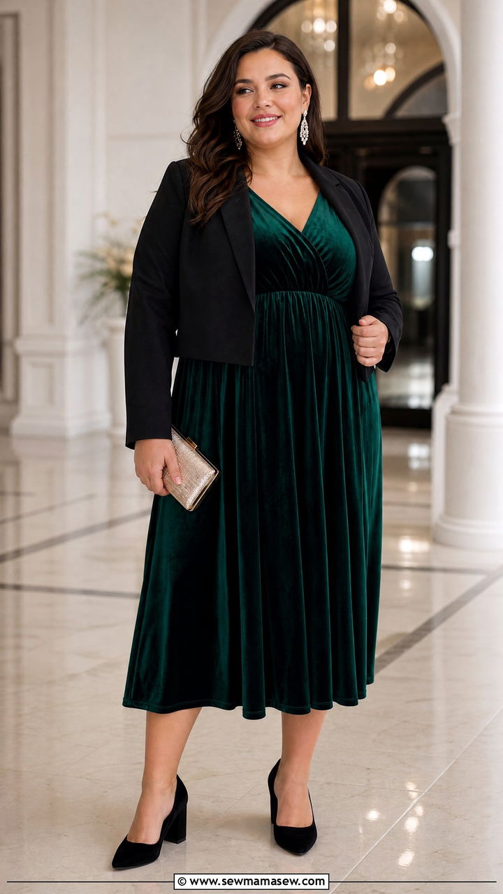 Plus Size Empire Waist Velvet Dress Outfit - 20 plus size empire waist dress outfit ideas