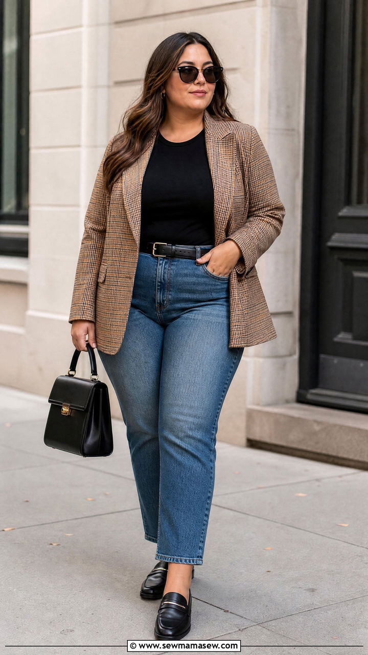 Plus Size Fall Blazer And Jeans Outfit - 20 plus size fall outfit ideas aesthetic