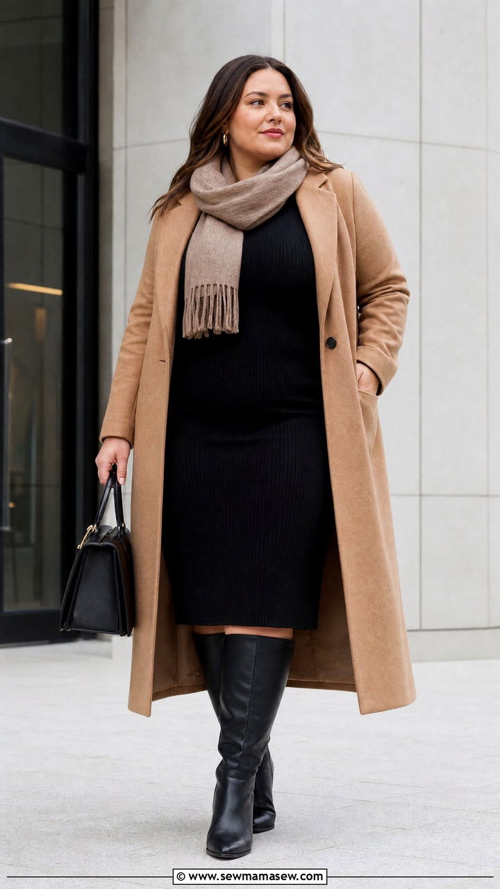 Plus Size Fall Coat And Dress Outfit - 20 plus size fall outfit ideas aesthetic