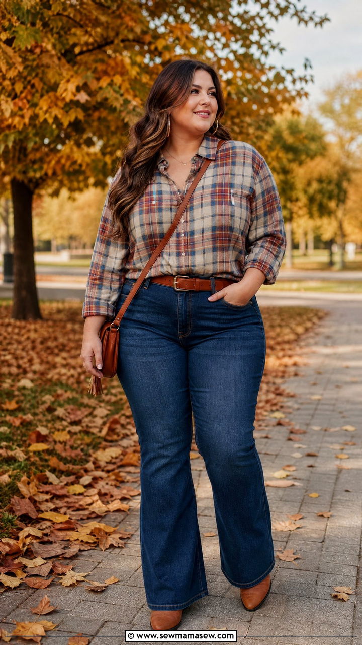Plus Size Fall Flannel And Jeans Outfit - 20 plus size fall outfit ideas aesthetic