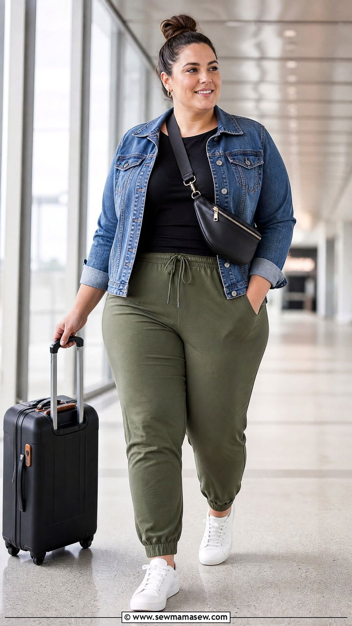 Plus Size Fall Joggers And Denim Jacket Outfit - 20 plus size fall outfit ideas casual