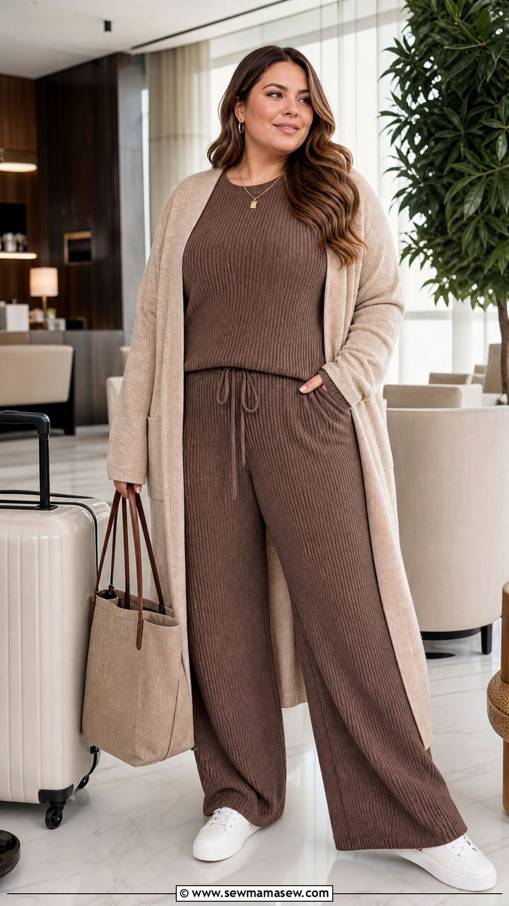 Plus Size Fall Matching Knit Set Outfit - 20 plus size fall outfit ideas casual