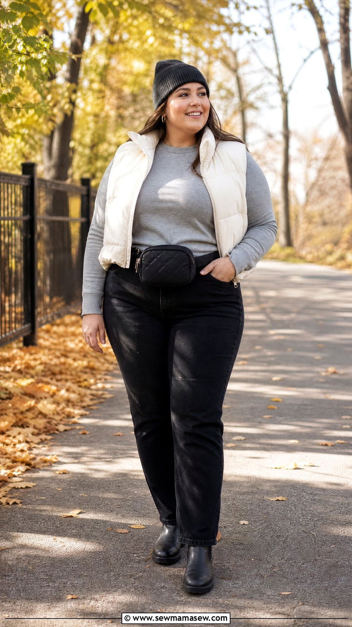 Plus Size Fall Puffer Vest Outfit - 20 plus size fall outfit ideas aesthetic