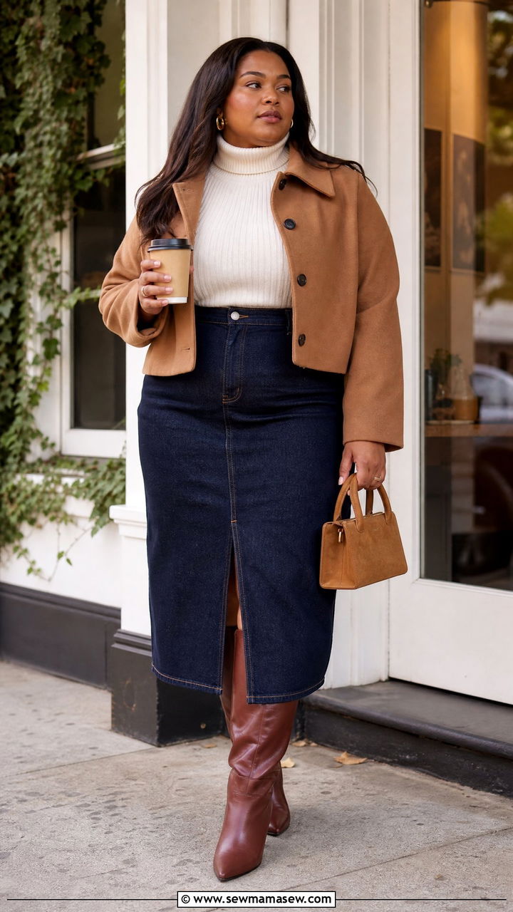 Plus Size Fall Turtleneck And Skirt Outfit - 20 plus size fall outfit ideas aesthetic