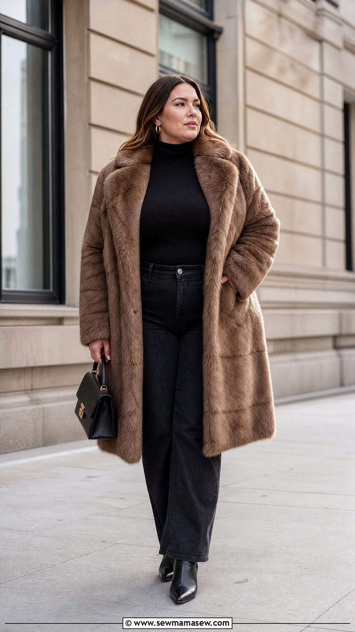Plus Size Faux Fur Coat Outfit - 20 plus size cold weather outfit ideas