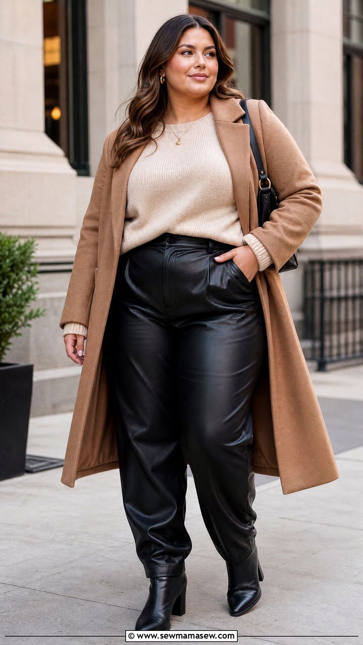 Plus Size Faux Leather Pants Outfit - 20 plus size fall outfit ideas 2026