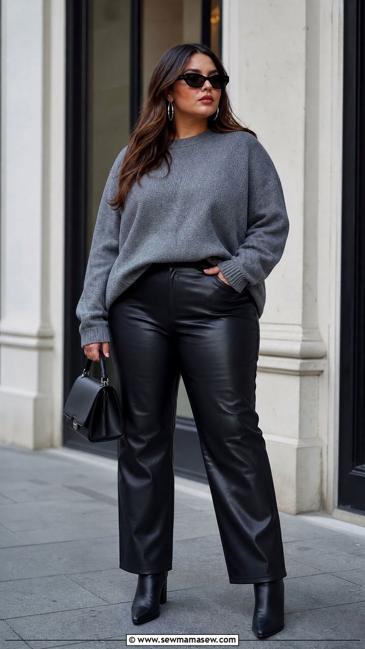 Plus Size Faux Leather Pants Outfit - 20 plus size outfits for young women