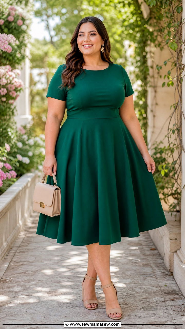 Plus Size Fit And Flare Dress Outfit - 20 plus size outfits to accentuate waist