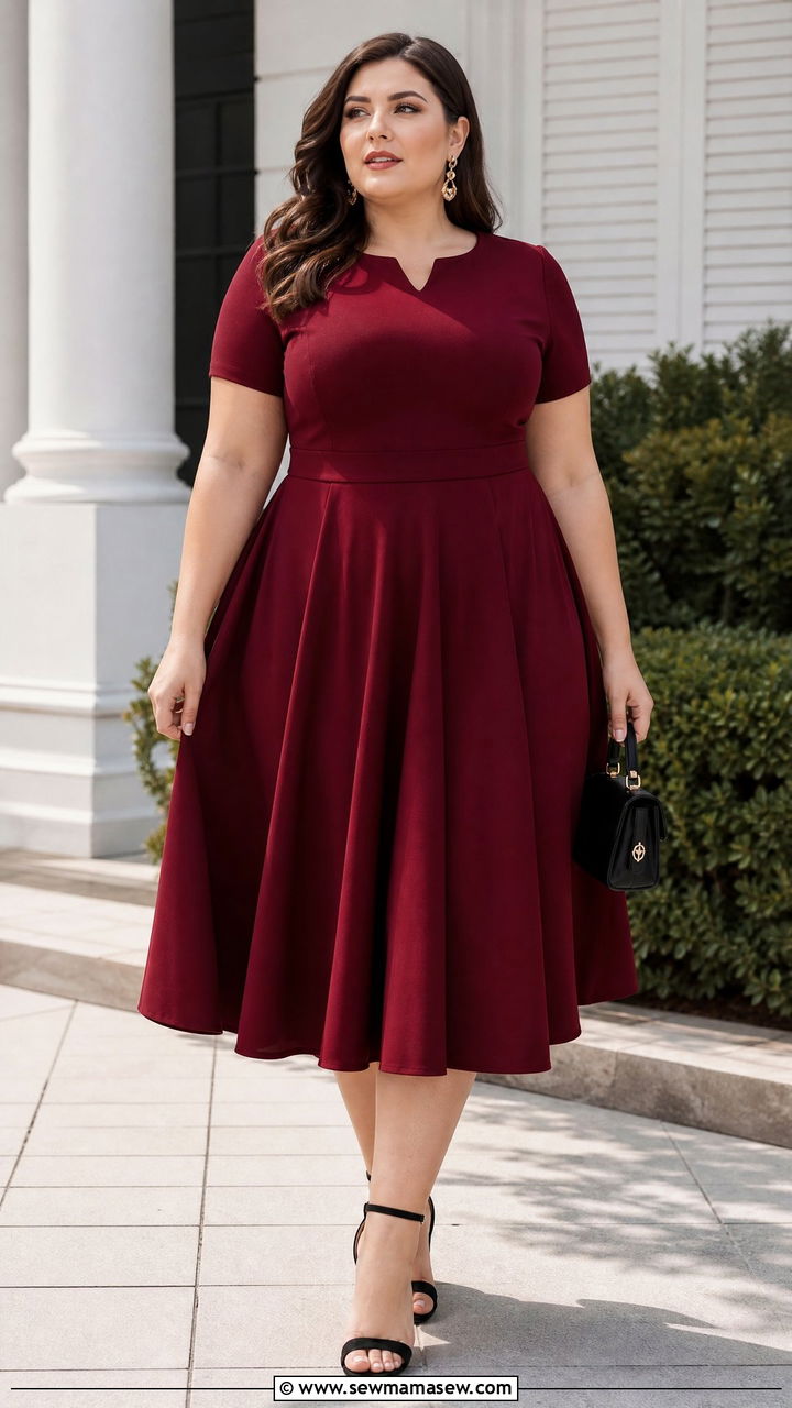 Plus Size Fit And Flare Dress Outfit - 20 plus size outfits for inverted triangle shape